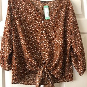 NWT West Kei Taleen Tie Front Blouse